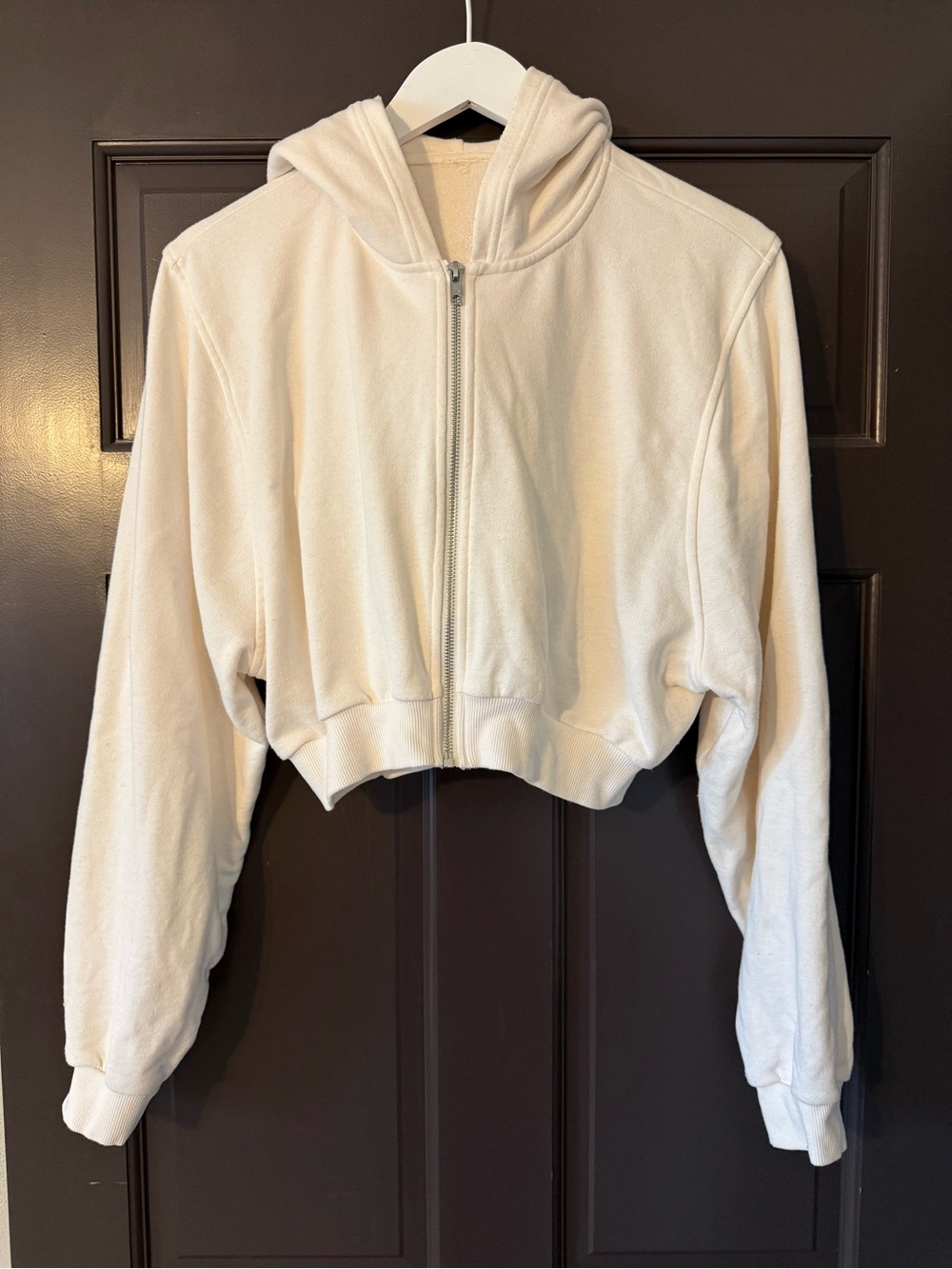 ALO Yoga Sweet Escape Zip Up Hoodie Ivory Cream Cropped M Medium